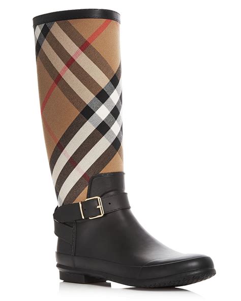 Shop Burberry Check Rain Boots 